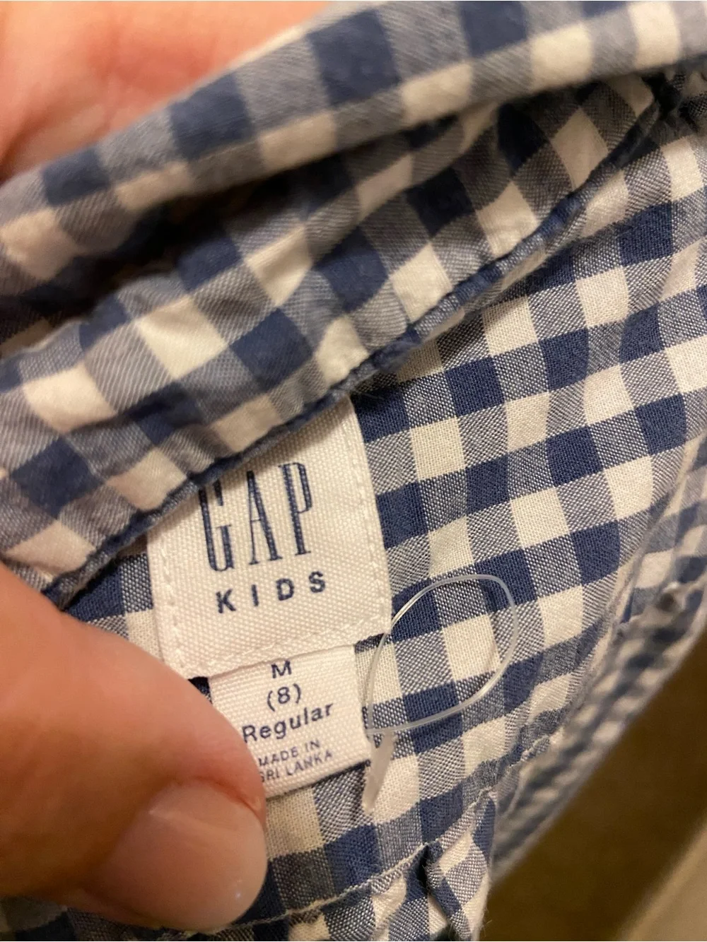 GAP boys  Navy & White Gingham Short-Sleeve Button-Down Shirt